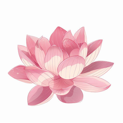 Delicate Japanese lotus flower in flat graphic design