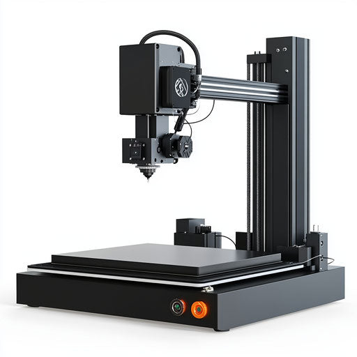 3D printer in photo realistic style with flat white background, isolated clipart