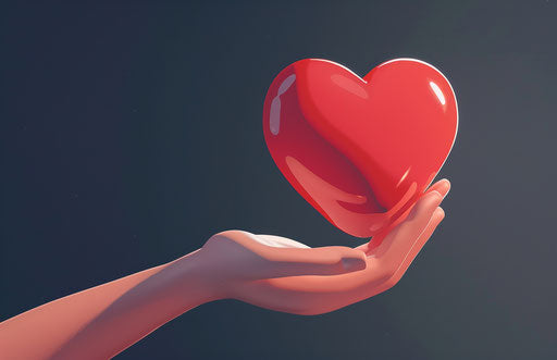 Red heart in princess style, realistic attention to detail