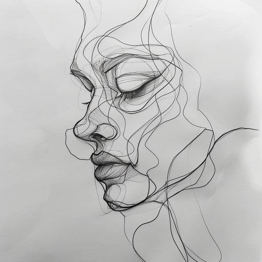 Elegant flat tattoo sketch of a human face in a single line