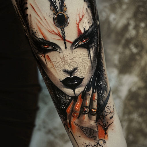 Inspirational tattoos with gothic elements, in the style of Gerald Brom