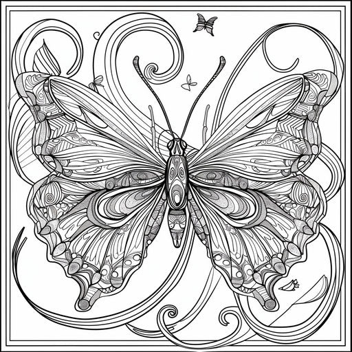Detailed illustration of a butterfly with intricate wing patterns