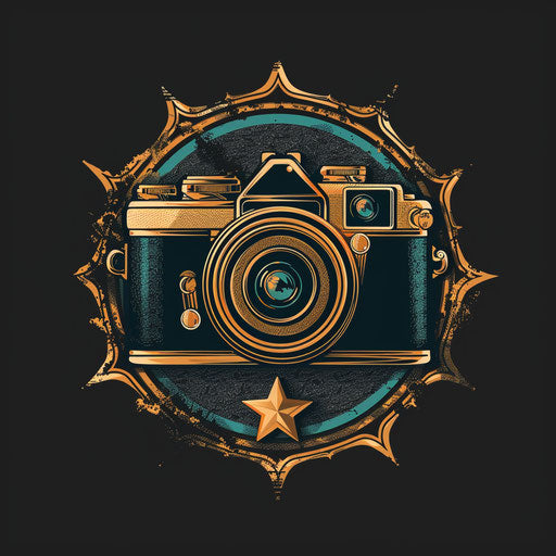 Vintage badge photo with retro background, nostalgic elements