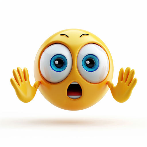Face of emoji showing fear or surprise with raised hands