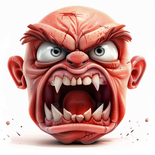 Realistic angry clipart on flat white background