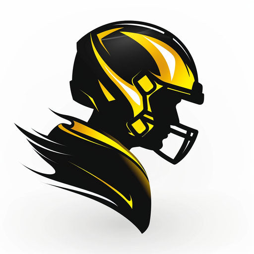 Football logo design in black and yellow with a sleek white background