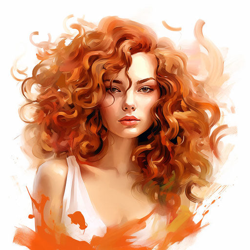 Curly hair illustration in the style of Impressionistic Art, white background