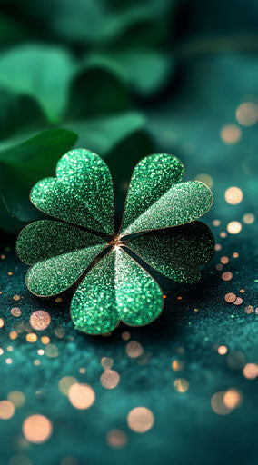 Four-leaf clover, St. Patrick's Day aesthetic, phone wallpaper 29:52