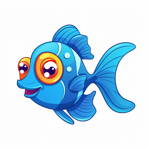 Cartoon fish in the Minimalist style on white background