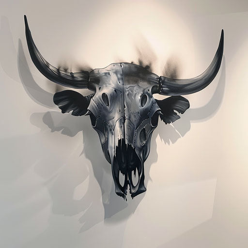 Realistic 3D bull skull tattoo design