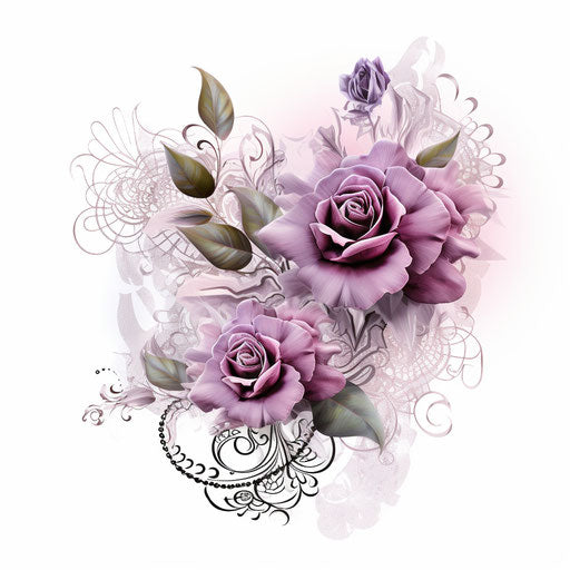 Two rose tattoos in a lace pattern