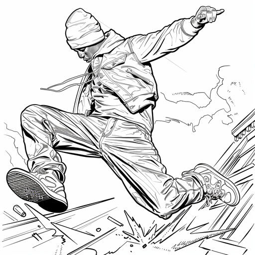 Hip-hop dancer in mid-air doing a breakdancing move.