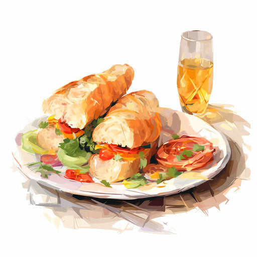 Lunch clipart in the style of Impressionistic Art