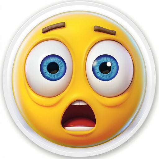 Surprised face in yellow on white background