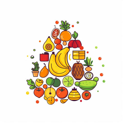 Minimalist-style nutrition clipart, on white background