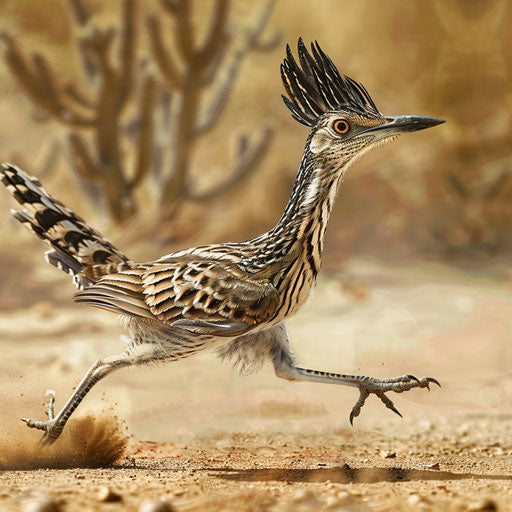 Running bird in a dynamic pose mid-run