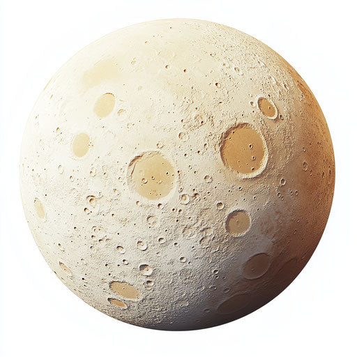 3D moon in realistic style with flat white background