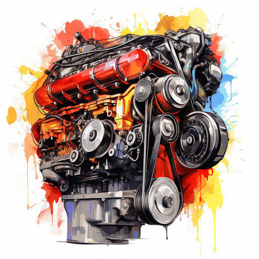 Engine clipart in the style of oil painting