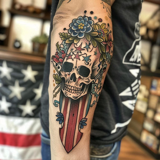Strength tattoo with classic Americana, Ed Hardy style