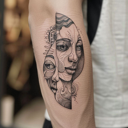 Mother son tattoos with intricate details