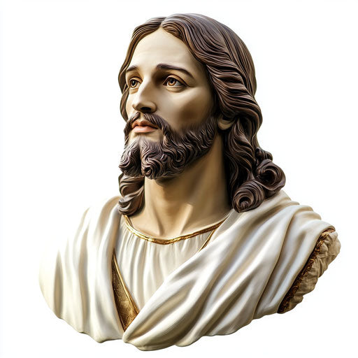 3D Jesus in photo realistic style with flat white background, isolated clipart