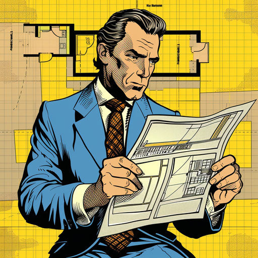 Businessman with construction blueprint