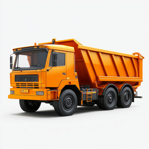 Realistic 3D garbage truck on flat white background