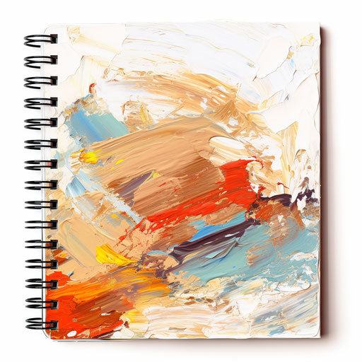 Notebook paper clipart in the style of an oil painting, on a white background
