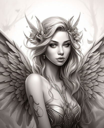 Fantastic fairy with wings, coloring page realistic 25:31