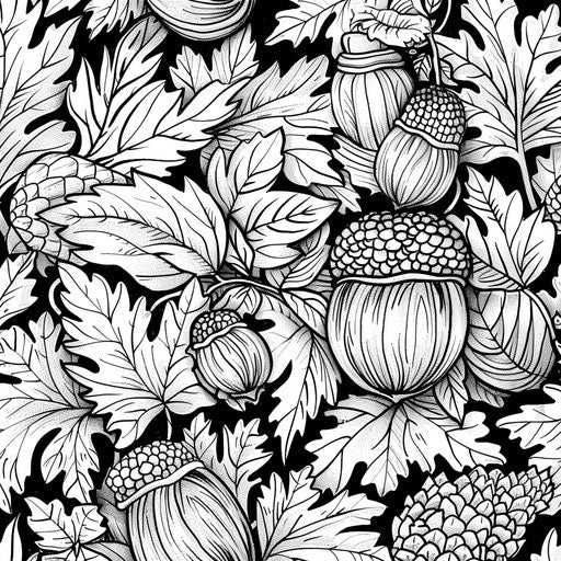 Detailed texture and pattern of an acorn. Coloring page