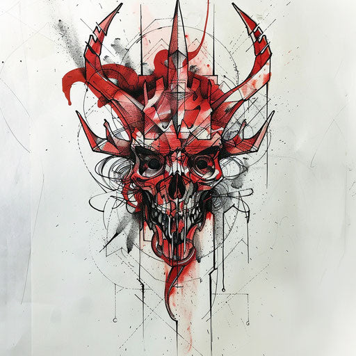 Abstract geometric hell with fire and brimstone