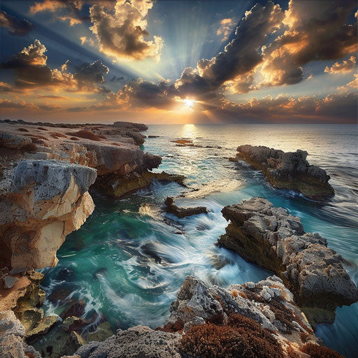 Majestic view of Nissi Beach, Cyprus with rocky formations