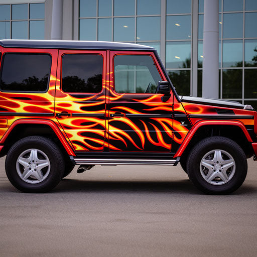Classic Mercedes-Benz G Wagon with flame decals