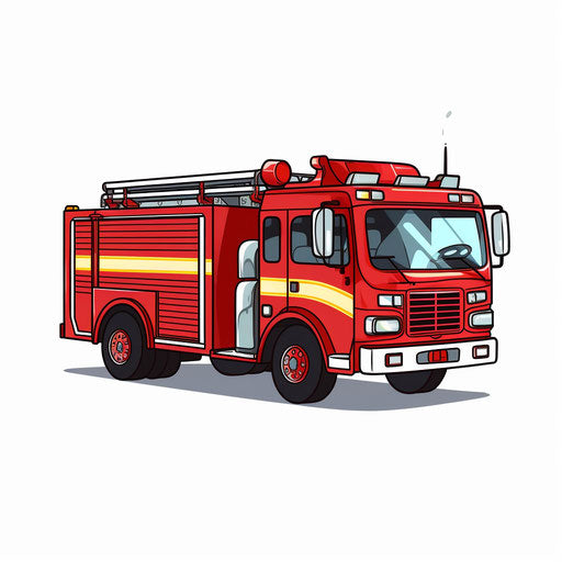 Minimalist style fire engine clipart on white background