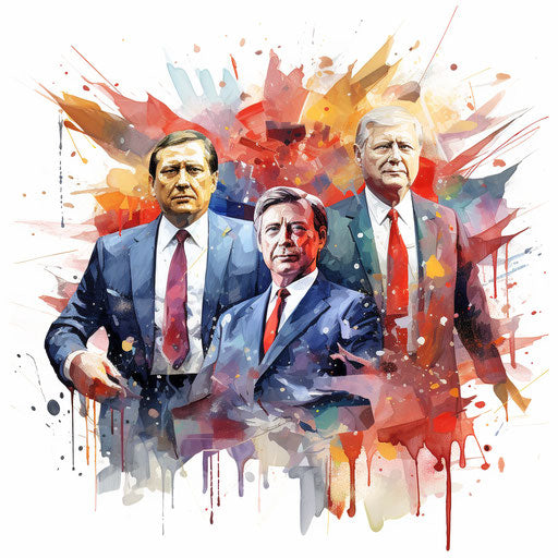 Political clipart in the style of oil painting on white background