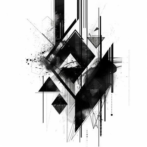 Black flag with geometric abstract patterns
