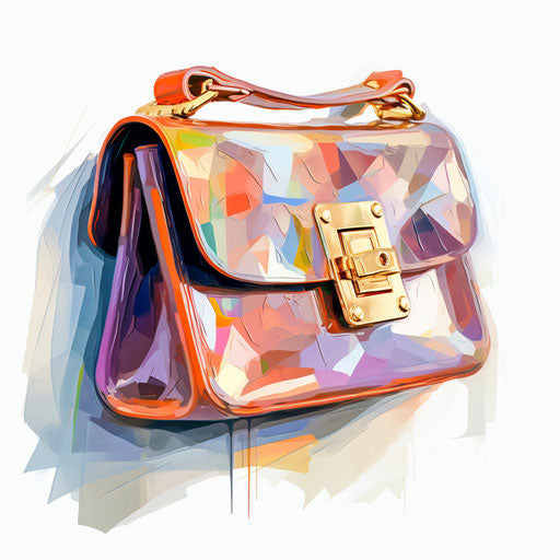 Purse clipart in the style of Impressionistic Art, on a white background