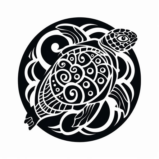 Turtle tattoo sticker with swirl in a circle