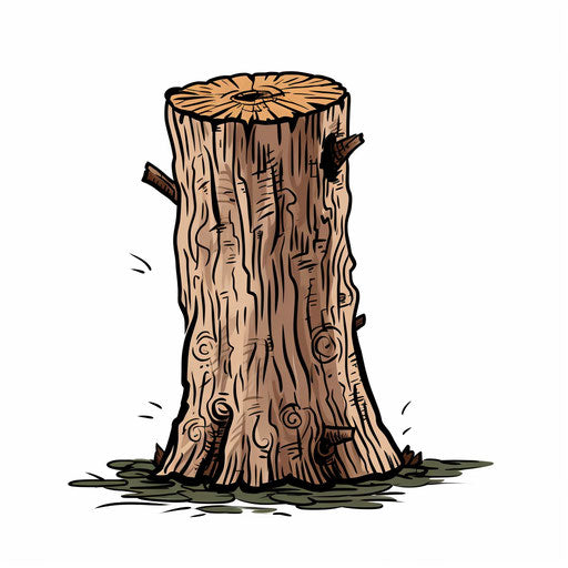 Minimalist tree trunk illustration on a white background