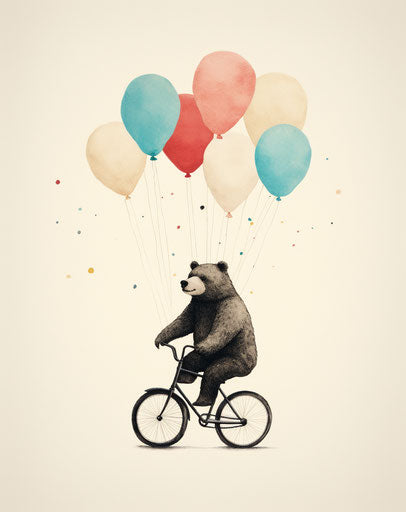 Bear on a bicycle with a...
