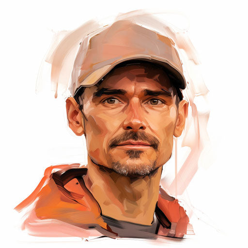 Coach artwork in the style of an Oil painting, on a white back