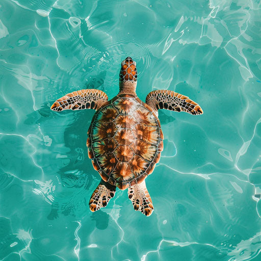 Sea turtle gracefully gliding through turquoise waters