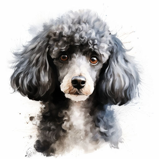 Poodle clipart in the style of Oil painting, on a white background