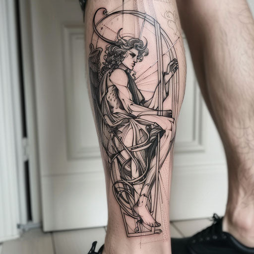 Art nouveau tattoo of Hades on white background