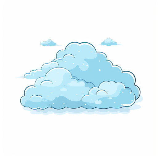 Minimalist style cloud clipart, on white background