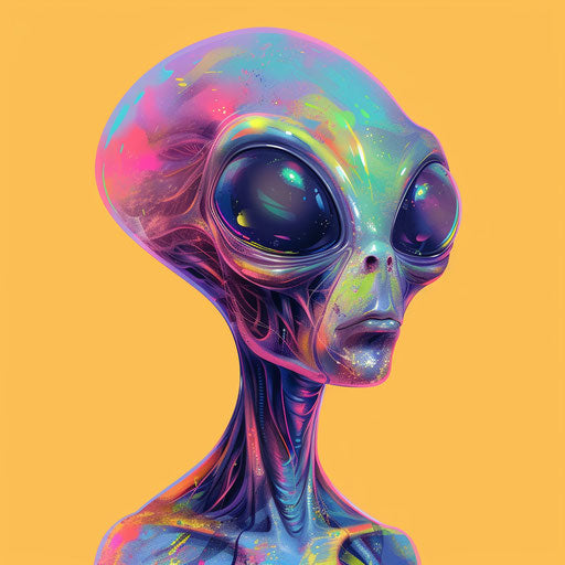 Alien clipart with random color background and enhanced detail