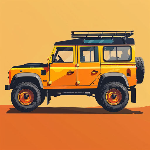 Realistic vehicle on sunset orange background