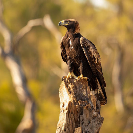 Wedge-tailed eagle's sharp gaze from high vantage point