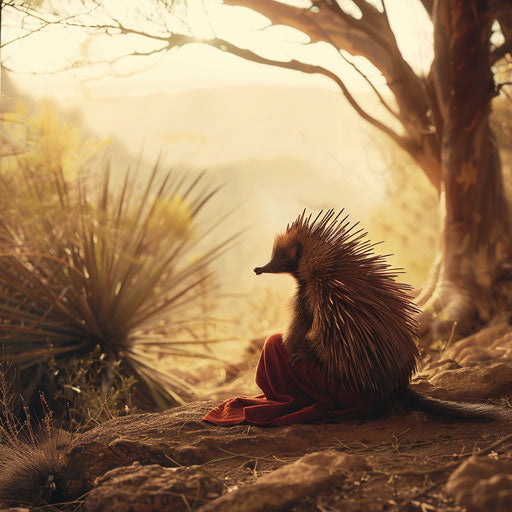 Echidna in a peaceful natural setting, calm and serene