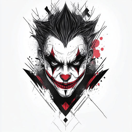 Flat tattoo design of joker card with piercing eyes